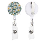 Daisy Pattern Retractable Badge Holder Reel Clip ID Card Holder for Doctor Nurse Student Office Worker