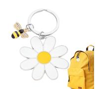 Daisy Pendant Keychain | Cute Daisy Flower and Bee Keyring Ornament | Children and Adults Bag Decoration Flower Charm for Camping, Business Trips