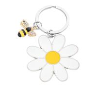 Daisy Pendant Keyring - 2 Inch Large Metal Daisy Keychain, Cute Pendant, Decorative Backpack Ornament, Car Key Holder for Everyday Use