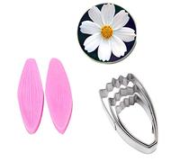 Daisy Petal Veiner & Cutter Sets Stainless Steel Flower Petal Cutter Silicone Fondant Gumpaste Flower Mould 3D Sugar Decor Moulds Cookie Cutters DIY Bakeware Wedding Sugarcraft Cake Decorating Tools