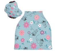 Daisy Pink Flower Bee Stretchy Baby Car Seat Cover,Canopy Nursing Covers,Soft Breathable Windproof Scarf Changepad for Winter Infant Breastfeeding Boys