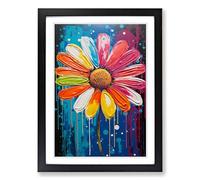 Daisy Pop No.2 Framed Print | A2 Black Framed Wall Art | Ready to Hang | Modern Floral Picture | Living Room Bedroom Lounge Office