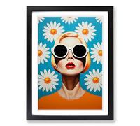 Daisy Pop No.3 Framed Print | A2 Black Framed Wall Art | Ready to Hang | Modern Floral Picture | Living Room Bedroom Lounge Office