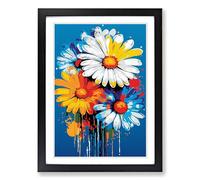 Daisy Pop No.4 Framed Print | A2 Black Framed Wall Art | Ready to Hang | Modern Floral Picture | Living Room Bedroom Lounge Office