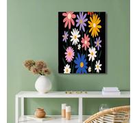 Daisy Poster Print Wall Art Decor for Bathroom Cloakroom, Black Art Canvas Print Poster, Minimalist Pictures Paintings Kitchen Bedroom Decor Murals, 12x16in No Frame