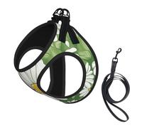 Daisy Print Adjustable Reflective Harness Leash Set For Cats, Dogs And Small Pets, Soft Breathable Mesh Walking Vest With Escape-Proof Lead
