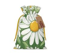 Daisy print Drawstring Gift Bag for Wedding Party Birthday Unique Present Bag Reusable Canvas Bag,1 Piece S