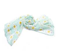 Daisy Print, Large Viscose Scarf, Mint Green