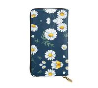 daisy' Print Leather Long Clutch Wallet â€“ Fashionable Personalized Wallet, Multiple Card Slots, Gift Ready, Black, One Size