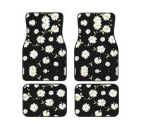 daisy Print Stylish Car Foot Mat Set 4 Pieces Convenience Floor Mats Sedans SUV Trucks Vans