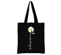 Daisy Printed Canvas reusable grocery bags, Foldable Casual Travel HandBag, Shoulder Beach Tote Bags, Shopper bag eco friendly super strong washable Storage bags Shopping bag Canvas bag for Women