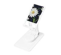 Daisy Prints Rotating Cell Phone Stand with 360° Swivel Base - Foldable Square Desk Phone Holder for iPhone 16 15 14 13 12 11,All Phones,White