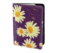 Daisy Purple Flowers Print 5.5in Passport Travel Document Wallet Case Stylish Secure Men Women For Travelers, Black, One Size