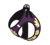 Daisy Purple Flowers Print Pet Leash Vest Soft Adjustable Step in Puppy Vest Outdoor Walking with Leash