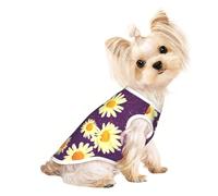 Daisy Purple Flowers Print Pet Sleeveless T-Shirt Lightweight Soft Vest Apparel Wear Indoor Outdoor Tank Top