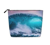 Daisy Purple Flowers Printed Reusable Cosmetic Bag – Travel Toiletry Organizer, Zipper Pouch for Makeup Accessories, Blue Ocean Wave, One Size