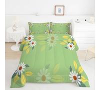 Daisy Queen Duvet 10.5 Tog, Spring Pastoral Style Microfiber Bedding Set, 1 Quilt 220x220cm and 2 Pillowcases 50x75cm, All Year Round Comforter for Cozy Nights TY358