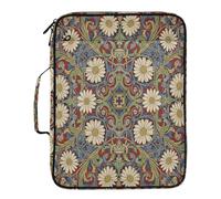 Daisy Red Blue William Morris Pattern Expanding Hanging File Folders 7 Pockets A4 Letter Size with Zipper Closure for Paperwork Filing Wallet pouching para guardar