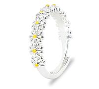 Daisy Ring for Women Adjustable Sunflower Rings for Women Girls Eternity Rings for Womens Wedding Engagement Rings for Girlfriend Flowers Gifts for Her Birthday Gifts for Friends Family