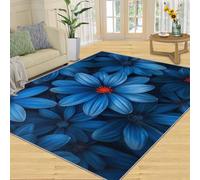 Daisy Rugs for Girls Room, Flowers Rugs for Bedroom, Dark Florals Rug & Home Decor, Washable Area Rug for Bedside Dining Room Kitchen Floor Mat - 160x230 cm