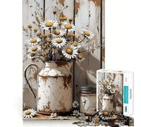 Daisy Rustic Still Life 1000 Piece Jigsaws for Teenagers Casual Game Creative Play Fun Activity Home Accent (38x26cm)