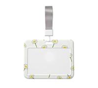 Daisy Seamless Repeat Id Badge Holder with Lanyard-Horizontal Card Protector, Clear Abs Hard Shell for Work Office Events