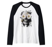 Daisy Skull - Dark Floral Art Raglan Baseball Tee