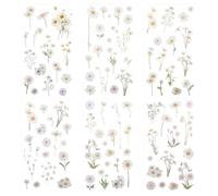 Daisy Stickers, 24pcs Daisy Transparent Flower Stickers, Vinyl Waterproof Stickers Flower Themed Decals for Scrapbook Supplies Card Making Journaling Water Bottles DIY Crafts Decoration