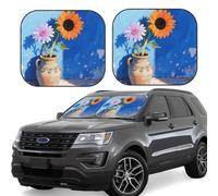 Daisy Sunflower Car Windshield Sun Shade 2pcs Car Front Window Sunshade | Portable Window Sunshade Protector Blocks UV Rays Sun Visor Protector Universal for Cars Sedan Truck SUV Interior Accessories
