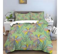 Daisy Super King Duvet Cover Flowers Bedding Set Microfibre Duvet Covers 3D Printed Zipped Closure Quilt Cover Super King-Size 260x220cm with 2 Pillowcases -Ai3336