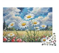 Daisy Thick Paper White Daisies in Red Flower Field Jigsaw Puzzle Bundle for Seniors Brain Training Secret Santa Gift 52x38cm/1000pcs