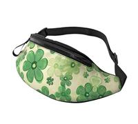 Daisy Trendy Printed Crossbody Bag Green Flower Unisex Crossbody Waist Pack Kawaii Green Flower Adjustable Waist Fanny Pack Festival-Goers - Theft-Proof Compact Bag for Phones & valuables 14X35CM