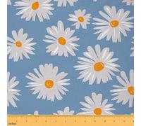 Daisy Upholstery Fabric by The Yard Botanical Floral Printed Fabric for Upholstery and Home DIY Projects Natural Theme Garden Plants Design Waterproof Outdoor Fabric 3 Yards (L276*W150cm) White Blue