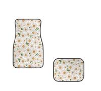 Daisy White Car Mat Universal Fit 4-Piece Set Car Floor Mats Auto Front & Rear Floor Carpets Fit for SUV,Vans,sedans,Trucks