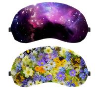 Daisy White Purple Blue 2-Pack Light-Blocking Soft Breathable Eye Patch Sleeping Masks
