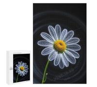 Daisy with Black Background Puzzle 1000 Pieces - Wooden Jigsaw Puzzle for Adults, Precision Cut Pieces for Smooth Fit, Fun and Relaxing Challenge, Finished Size 30 x 20 Inches