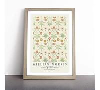 Daisy With Border By William Morris Framed Wall Art Picture Print - Canvas Painting - Modern Home Décor Poster - Ready to Hang for Living Room Bedroom Kitchen - Oak A4 (27 x 36 cm)