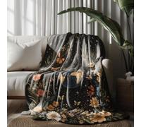 Daisy wreath butterfly earth Sherpa Fleece Blanket Flannel Throw Blanket Soft Black Plush Blanket for Bed Sofa, Warm Winter Bedding for Adults, 220x240 cm