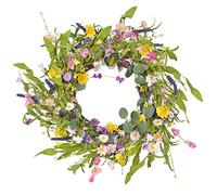 Daisy Wreath, Large 60cm Spring Summer Artificial Lavender Eucalyptus Garland Colorful Multipurpose Wildflower Wreath Decorative for Indoor Outdoor All Year Home Farmhouse Front Door Wall Decor