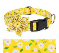 Daisy Yellow Dog Collar Cute Cat Collars with Flower Bow for Small Dogs Hot Yellow Floral Colored Options Dog Cat Bow Tie Soft and Fancy Personalized Dog Collars for Girl/Boy Dog Collar XS