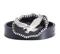 Daisybaby American Eagle Belt for Men Genuine Leather Belt Classic Casual Jeans Western Cowboy Belts Black Size 40