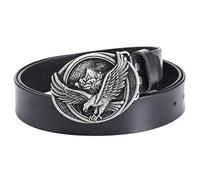 Daisybaby American Eagle Belt for Men Genuine Leather Belt Classic Casual Jeans Western Cowboy Belts Black Size 36
