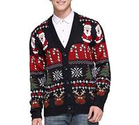 *daisyboutique* Men's Christmas Rudolph Reindeer Santa Holiday Knitted Sweater Cardigan Ugly Pullover - Multicolored - XXX-Large
