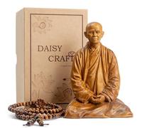 DAISYCRAFTVN Zen Master Thich Nhat Hanh Buddha Statue, Wooden Meditation Accessories, Feng Shui Decor, Zen Spiritual Gifts, Home and Altar Decoration, Buddha Room and Indoor Decor