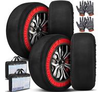DaisyInner 2 Pack Automotive Snow Socks for Tires Snow Socks Fabric Car Chains Easy to Install with Gloves Winter Car Accessories for Passenger Cars SUV Trucks Pickup Winter Emergency (L)