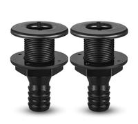 DaisyInner 2 Pcs 1" Polypropylene Thru Hull Fitting for Boats Plastic Through Hull Connector Boat Plumbing Fittings Accessory for Marine Onboard Plumbing Drain Outlet Plug Bilge Pump Hose (Black)