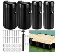 DaisyInner 4 Pcs Boat Dock Bumpers Set Fender Corner and Straight Bumpers Inflatable Corner Boat Fenders with Pump and Mounting Hardware for Corner-Edge Side Marine Bumper Buoy Pontoon (Black)