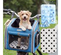 DaisyInner Dog Basket for Bike, Expandable Pet Carrier with Cooling Mat for Bicycle Handlebar, 2 Mesh Doors, Reflective Strips, Soft-Sided Travel Bag for Small & Medium Pet up to 8 kg(Blue)