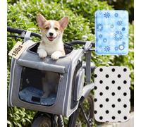 DaisyInner Expandable Dog Bike Basket Carrier with Cooling Mat, Foldable Pet Travel Bag with 2 Mesh Doors, Reflective Strips for Small and Medium Dogs and Cats, 14.5''x10.2''x12.9'', Gray