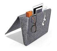 daite Bedside Pocket Storage Holder Felt Bedside Caddy Storage Organizer Bed Caddy with 2 Small Pockets for Organizing Magazine Phone Small Things Home Sofa Desk Holder(Dark grey)
